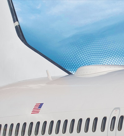 close-up of an airplane wing