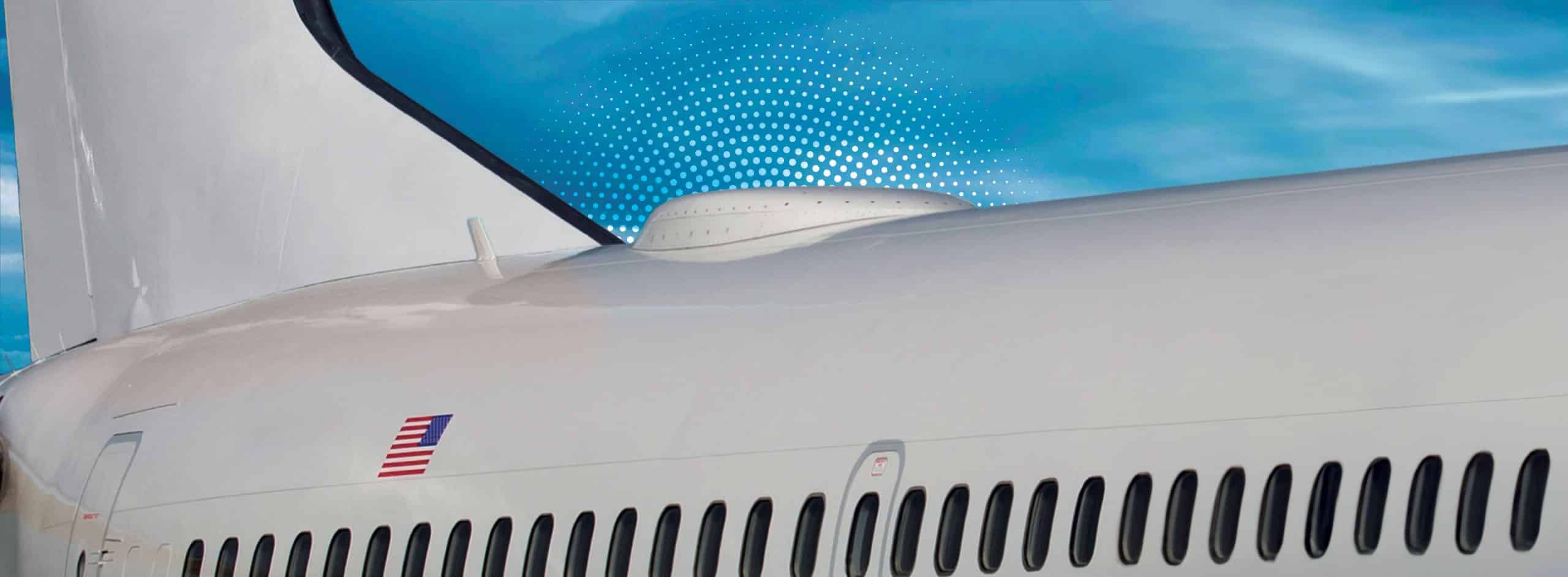 the wing of an airplane