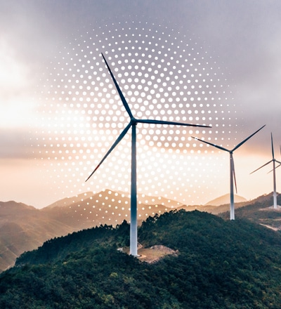 wind turbines on a hill