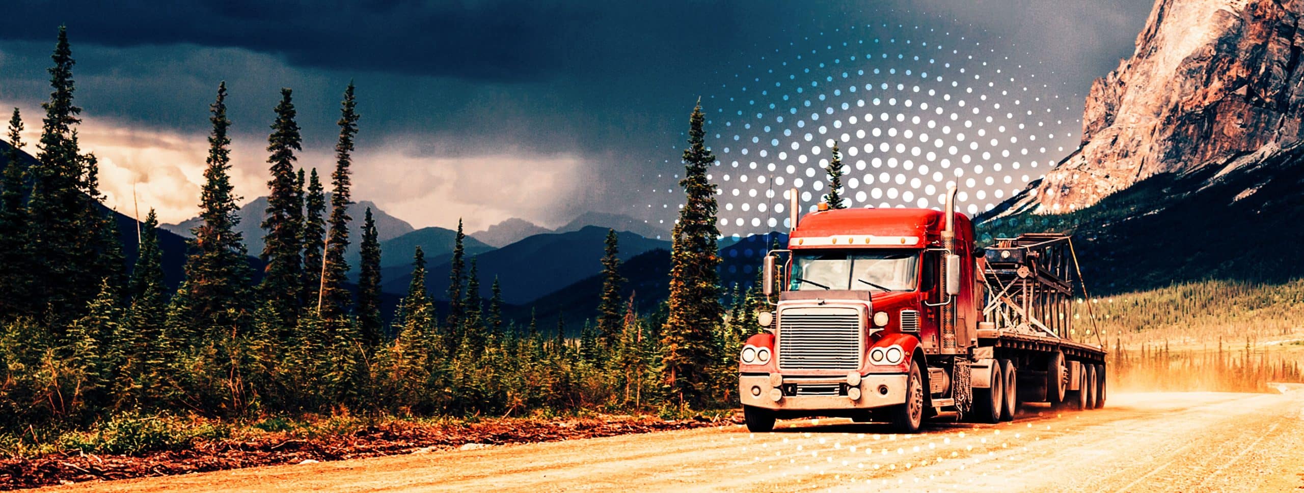 semi-truck pulling flatbed with load