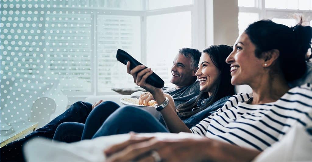 family watching Galaxy 19 TV