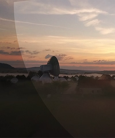 Intelsat global connectivity satellite dishes in remote terrain