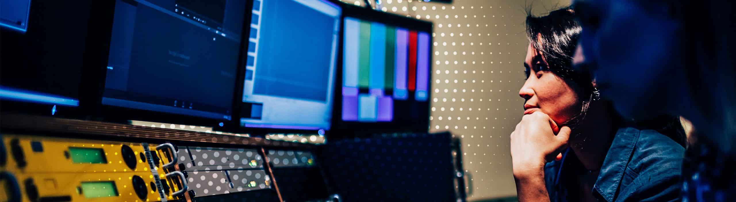 woman looking at computer screen