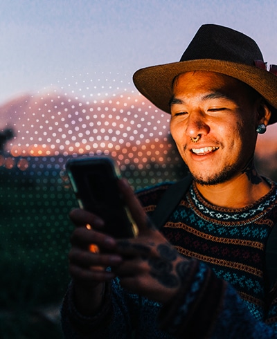 man looking at phone screen