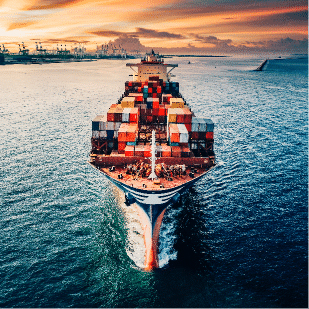 Cargo ship crossing the sea, highlighting global connectivity for maritime operations.