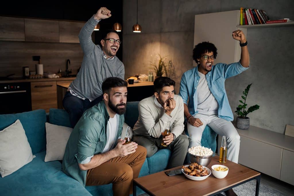 men watching tv