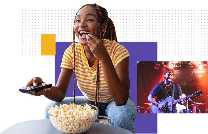 girl with popcorn mosaic