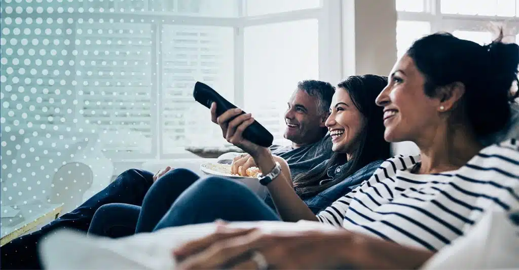 family watching Galaxy 19 TV